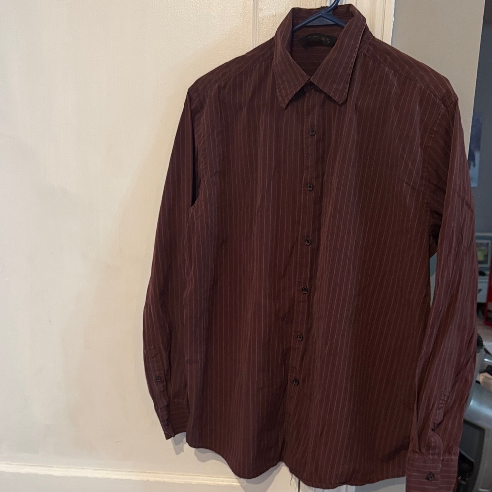 Axist Men's Dark Burgandy Pinstripe Shirt